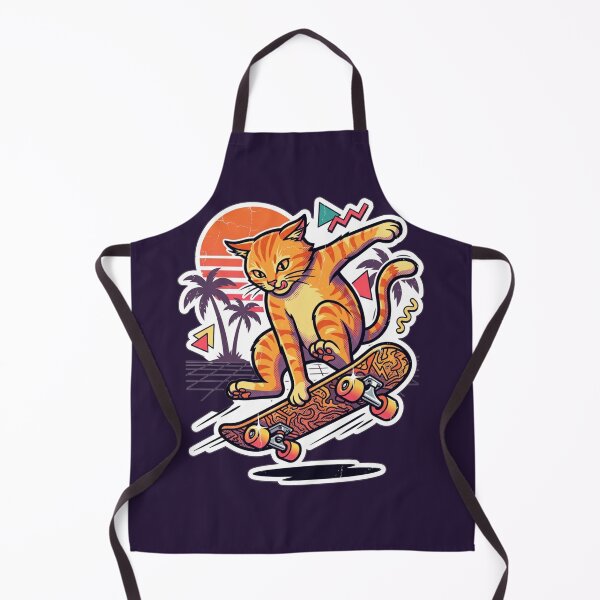 Item preview, Skater Cat Retro 80s Synthwave - Orange Tabby Skateboarding Art designed and sold by Driesman.