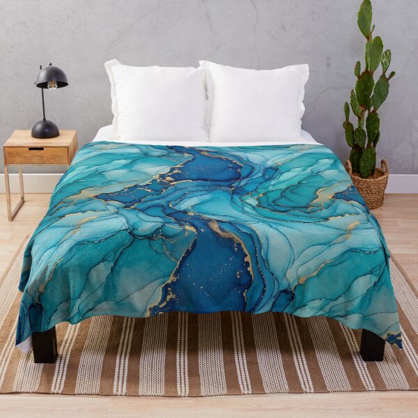 Item preview, Luxury Sapphire Blue Fluid Ink Pattern designed and sold by wallpapersarts.
