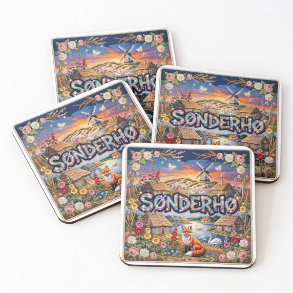 Item preview, Sonderho Denmark Fano Island Thatched Village Magic Embroidered Tapestry Sticker designed and sold by Imaginarium of Chaos falcon88 .