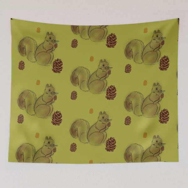 Item preview, Squirrels & Pine Cones – Vintage Forest Pattern 36 designed and sold by StefanStudioArt.
