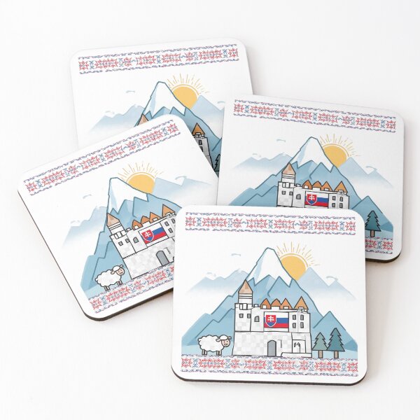 Item preview, Slovakia Castle Mountains Sheep Folk Heritage Travel Design. designed and sold by The-T-In-Retro.