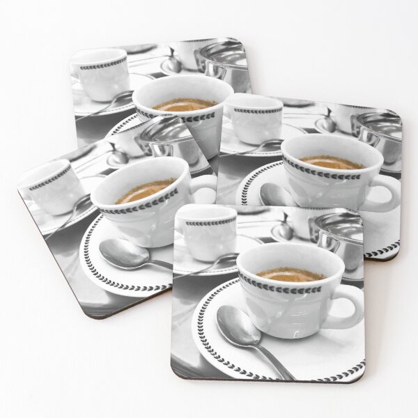 Item preview, Vintage White Cups with Warm Brown Coffee on Tray, close-up designed and sold by ollgast5.