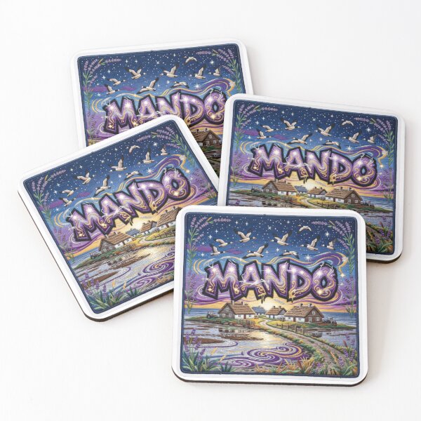 Item preview, Mando Denmark Wadden Sea Tidal Island Village Magic Embroidered Tapestry Sticker designed and sold by Imaginarium of Chaos falcon88 .