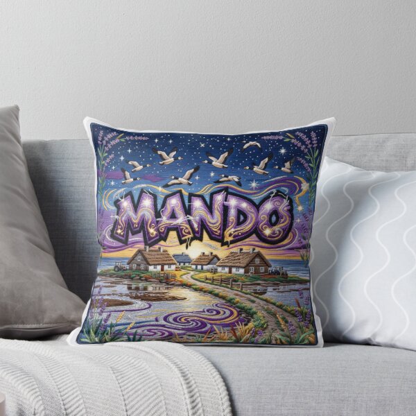 Item preview, Mando Denmark Wadden Sea Tidal Island Village Magic Embroidered Tapestry Sticker designed and sold by Imaginarium of Chaos falcon88 .