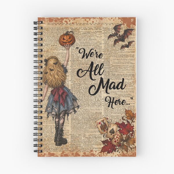 Item preview, Alice in Wonderland Quote Halloween Vintage Dictionary Art "We're all mad here" designed and sold by DictionaryArt.