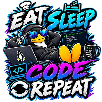 Artwork thumbnail, Eat Sleep Code Repeat Funny Programmer Linux Humor by TBillMAG — Retro Tech & IT Humor
