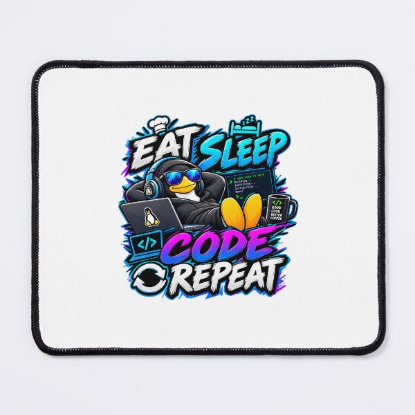 Item preview, Eat Sleep Code Repeat Funny Programmer Linux Humor designed and sold by TBillMAG — Retro Tech & IT Humor.