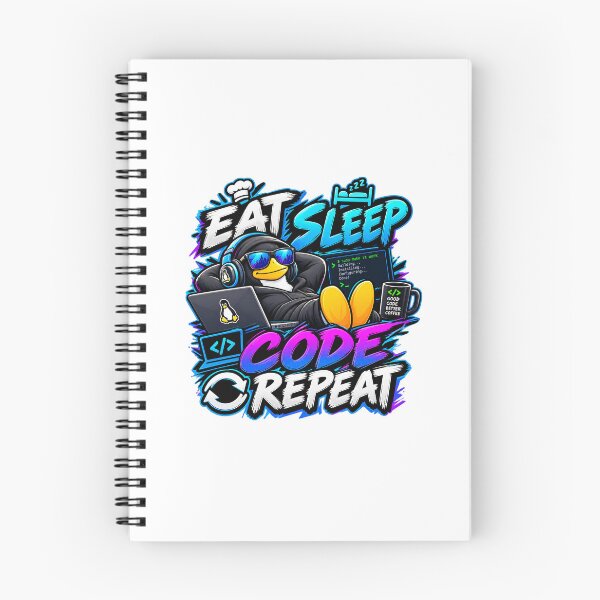 Item preview, Eat Sleep Code Repeat Funny Programmer Linux Humor designed and sold by TBillMAG — Retro Tech & IT Humor.