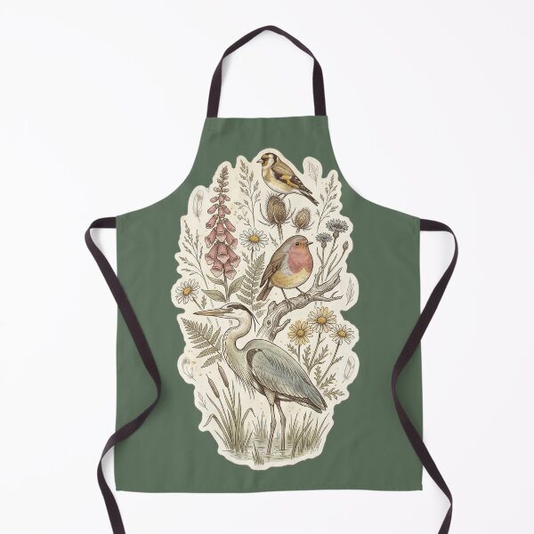 Item preview, Wild Birds & Vintage Wildflowers - Botanical Heron & Songbirds Art designed and sold by Driesman.