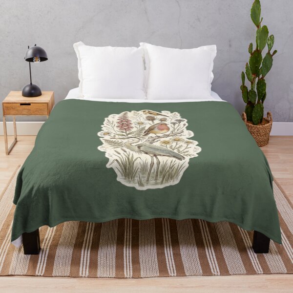 Item preview, Wild Birds & Vintage Wildflowers - Botanical Heron & Songbirds Art designed and sold by Driesman.