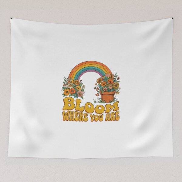 Item preview, Bloom Where You Are Retro Rainbow Floral Design designed and sold by Sanan Israyilli.