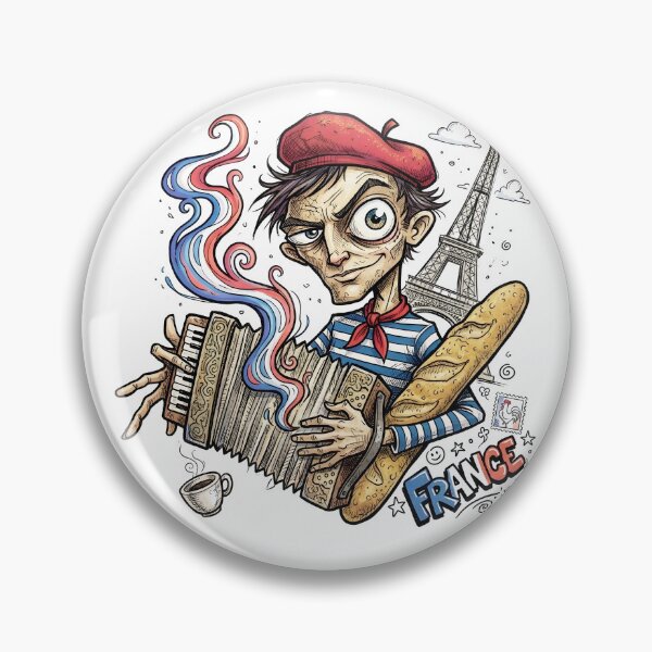 Item preview, Funny French Cartoon with Accordion and Baguette designed and sold by EdwinkOne.