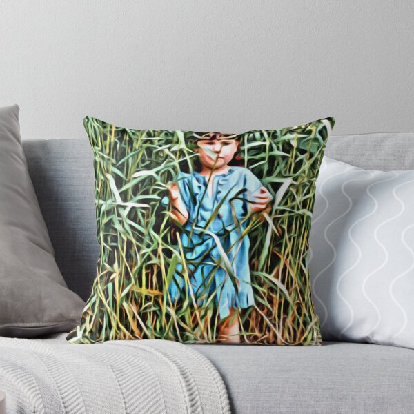 Item preview, Young Indigenous Girl Standing in Tall Grass – Painterly Art designed and sold by celinebisson.