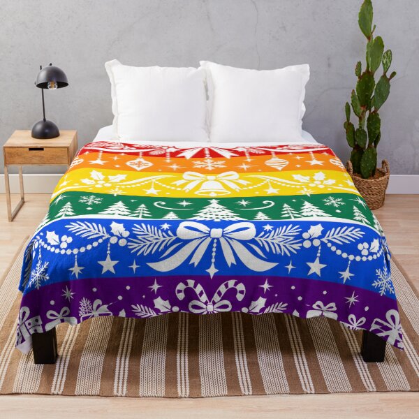 Item preview, Rainbow Pride Flag with Christmas Holiday Doodles designed and sold by Travelslightly.