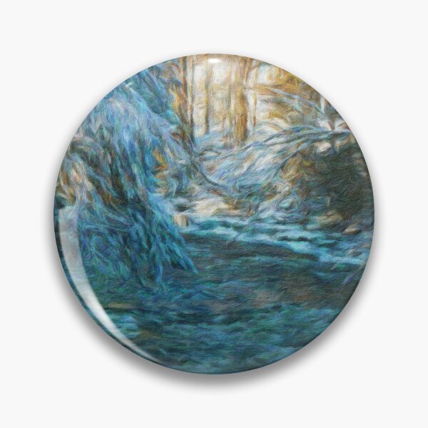 Item preview, Enchanted Winter Stream – Blue Forest in Painterly Style designed and sold by celinebisson.