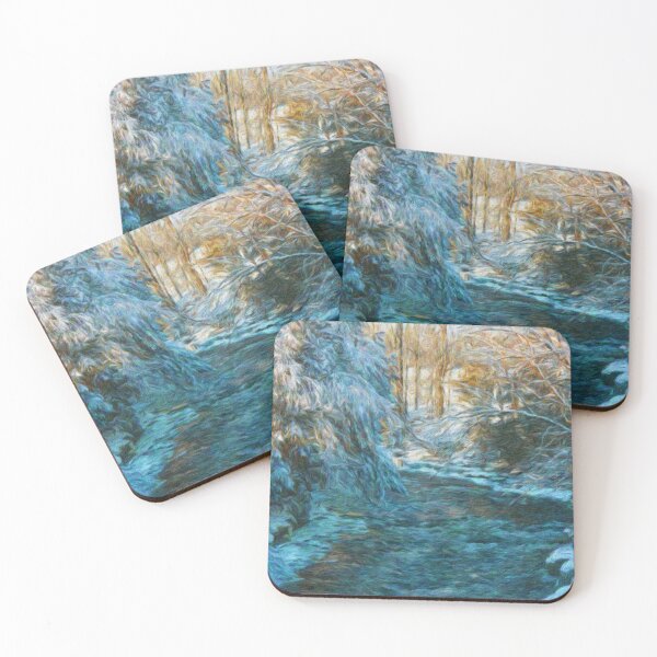 Item preview, Enchanted Winter Stream – Blue Forest in Painterly Style designed and sold by celinebisson.
