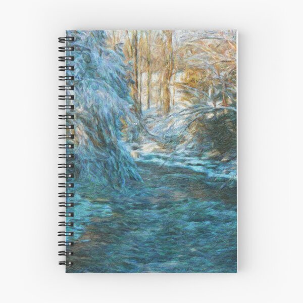 Item preview, Enchanted Winter Stream – Blue Forest in Painterly Style designed and sold by celinebisson.