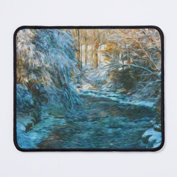 Item preview, Enchanted Winter Stream – Blue Forest in Painterly Style designed and sold by celinebisson.