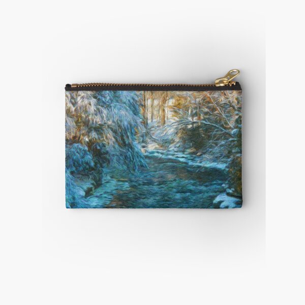 Item preview, Enchanted Winter Stream – Blue Forest in Painterly Style designed and sold by celinebisson.