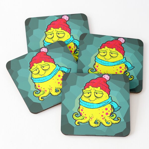 Item preview, Yellow Octopus Winter Red Hat Scarf Cute Monster designed and sold by AstronautMerch.