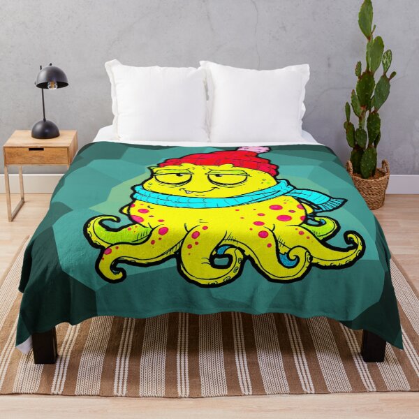 Item preview, Yellow Octopus Winter Red Hat Scarf Cute Monster designed and sold by AstronautMerch.