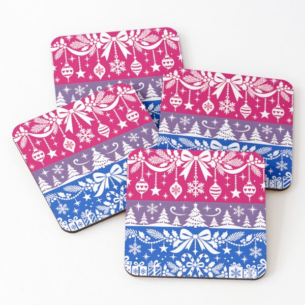 Item preview, Bisexual Pride Flag with Christmas Holiday Doodles designed and sold by Travelslightly.