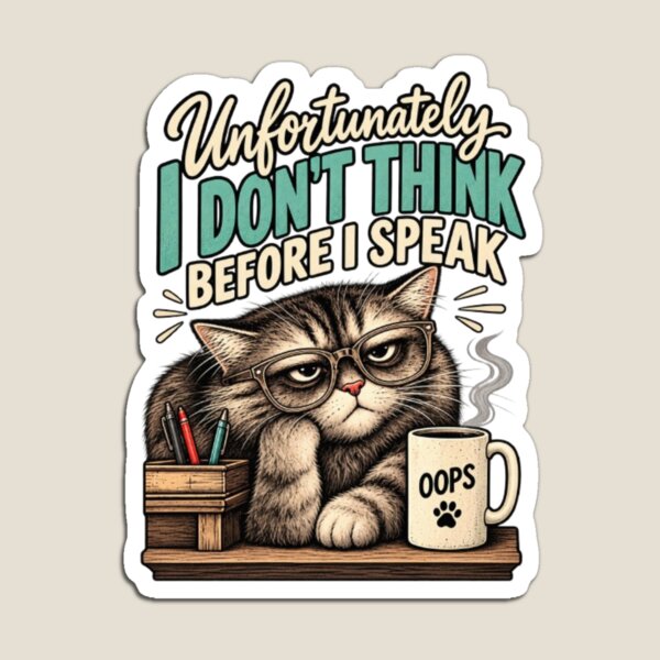 Item preview, Unfortunately I Don't Think Before I Speak – Grumpy Cat Office Humor designed and sold by Mladen Rudonja Studio.