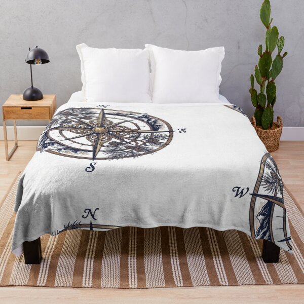 Item preview, Vintage Compass With Mountains and Pine Trees designed and sold by Rahat3344.