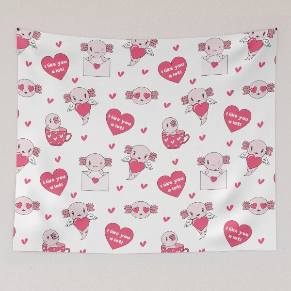 Item preview, Cute Valentine Axolotl Pattern I Like You  designed and sold by MalwasBasket.