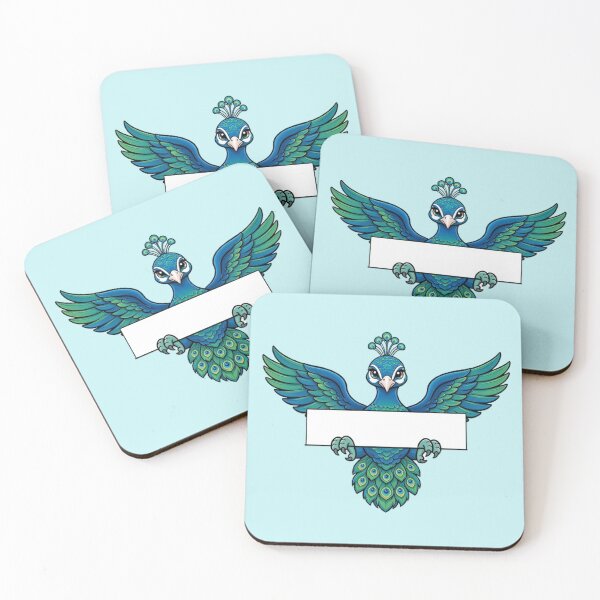 Item preview, Elegant Peacock with Banner Cute Blue Bird Art designed and sold by PetalsPaws.