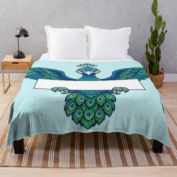 Item preview, Elegant Peacock with Banner Cute Blue Bird Art designed and sold by PetalsPaws.