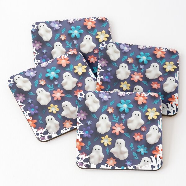 Item preview, Floral Ghost Garden – Cute Whimsical Halloween Pattern designed and sold by Pattern Arbor .
