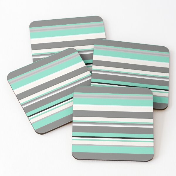 Item preview, Mint and Shades of Gray Abstract Horizontal Stripes designed and sold by TwelveParties.