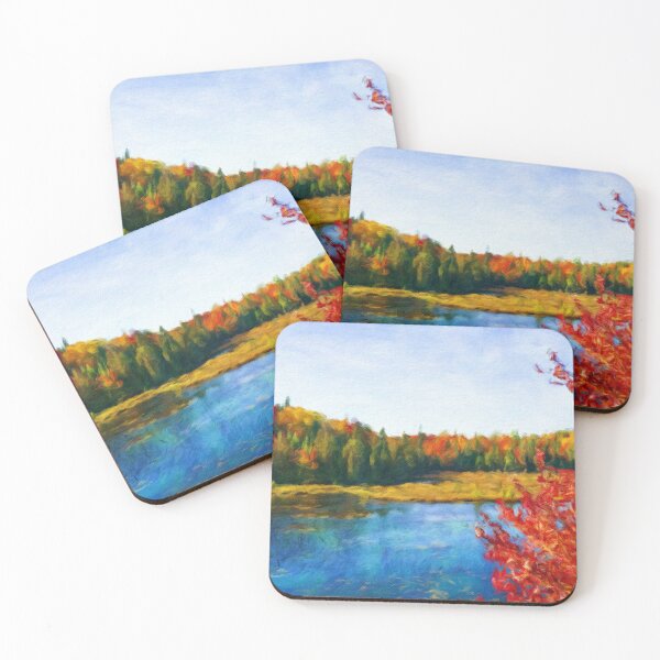 Item preview, Vibrant Autumn Lake – Colorful Impressionist Landscape designed and sold by celinebisson.