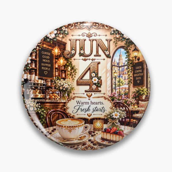 Item preview, June 4 Birthday Coffee Cafe Design | Warm Floral Celebration Gift designed and sold by LunaMoments.