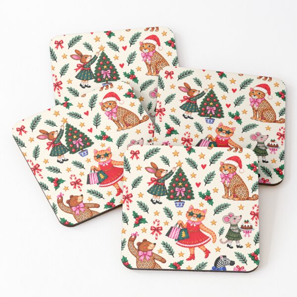 Item preview, Whimsical Christmas Animals Holiday Pattern designed and sold by TheRBGifts.