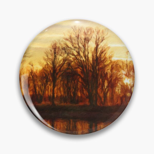 Item preview, Golden Sunset Reflections – Impressionist Autumn Landscape designed and sold by celinebisson.