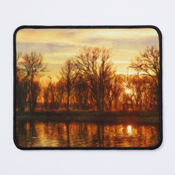 Item preview, Golden Sunset Reflections – Impressionist Autumn Landscape designed and sold by celinebisson.
