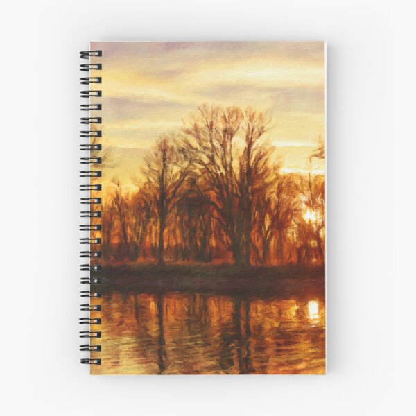 Item preview, Golden Sunset Reflections – Impressionist Autumn Landscape designed and sold by celinebisson.