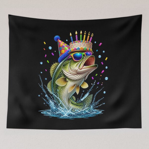 Item preview, Funny Bass Birthday Freshwater Fish Party  designed and sold by LeSoniPapaPrint.