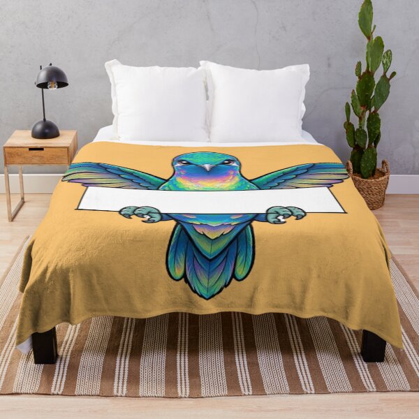 Item preview, Iridescent Hummingbird with Banner Cute Magical Bird Art designed and sold by PetalsPaws.