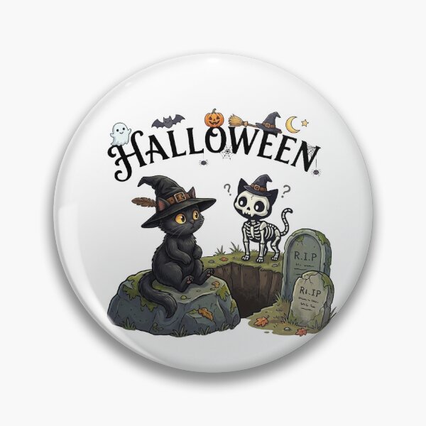 Item preview, Silly Skeleton Cat Art - Cute Halloween Witchy Black Cat & Bone Kitty Design designed and sold by ChameleonStars.