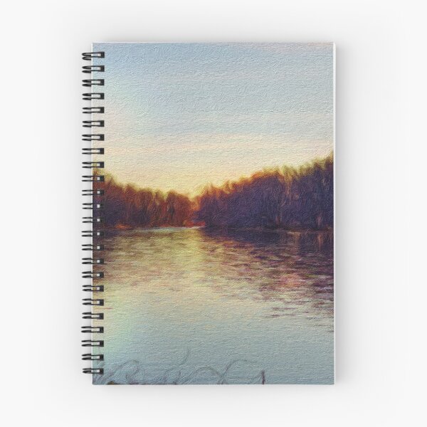 Item preview, Tranquil River at Dusk – Impressionist Landscape Painting designed and sold by celinebisson.