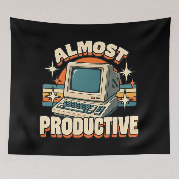 Item preview, Almost Productive Funny Vintage Computer Procrastination Productivity Humor designed and sold by Photo-Sphere101.