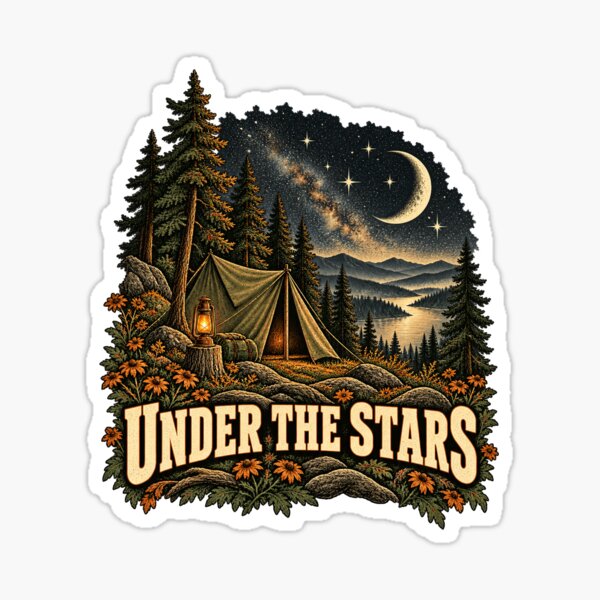 Item preview, Under The Stars Vintage Tent Crescent Moon Night designed and sold by Andrew Lomax.