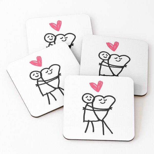 Item preview, Stick Figure Couple Hug Love Heart Minimalist Doodle Art designed and sold by peterdesigns.