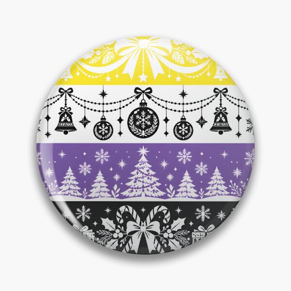 Item preview, Nonbinary Pride Flag with Christmas Holiday Doodles designed and sold by Travelslightly.