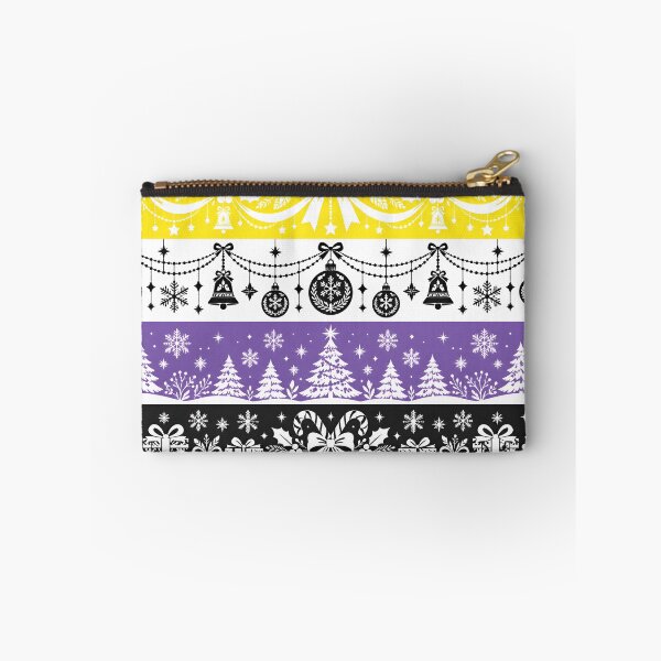 Item preview, Nonbinary Pride Flag with Christmas Holiday Doodles designed and sold by Travelslightly.