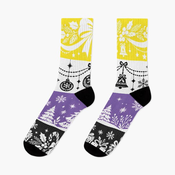 Item preview, Nonbinary Pride Flag with Christmas Holiday Doodles designed and sold by Travelslightly.