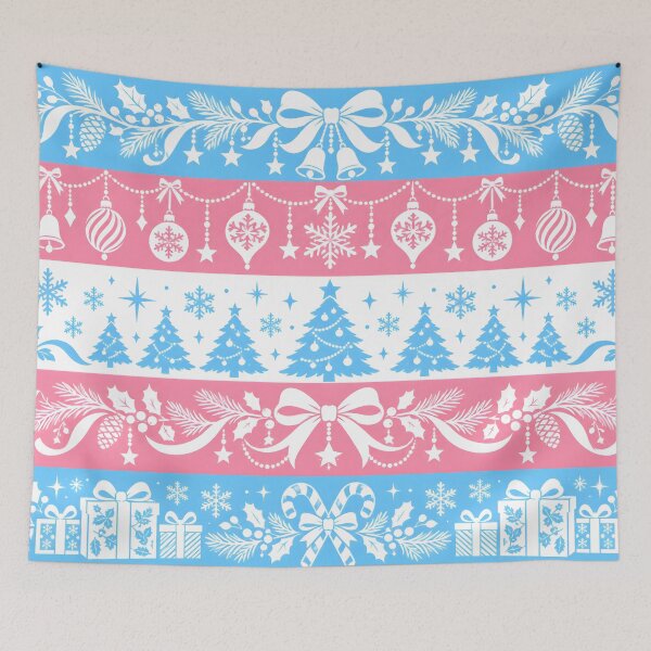 Item preview, Transgrender Pride Flag with Christmas Holiday Doodles designed and sold by Travelslightly.